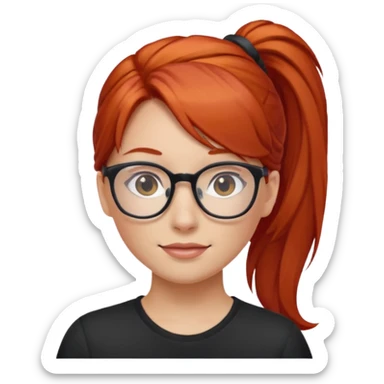 red haired Ponytail Girl with Glasses sticker