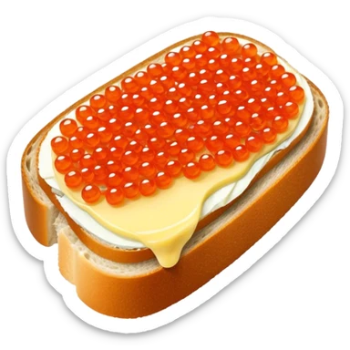 open sandwich with only two ingredients: red caviar and butter sticker