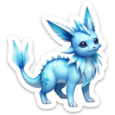 Shiny Sparkly Ethereal Exotic Colorful Vaporeon-Glaceon-Amaura-Aurorus-Fakémon-hybrid-creature (full body)  sticker