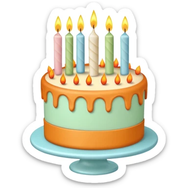 Fall themed pastel birthday cake with candles  sticker