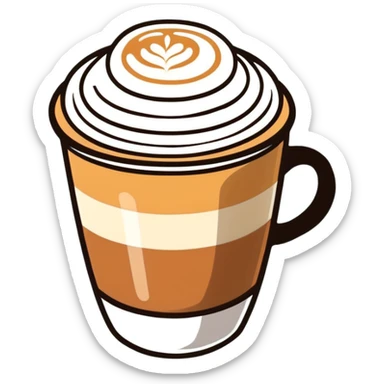 expensive artisanal latte in a cafe from upward view perspective, latte art, fancy coffee drink sticker
