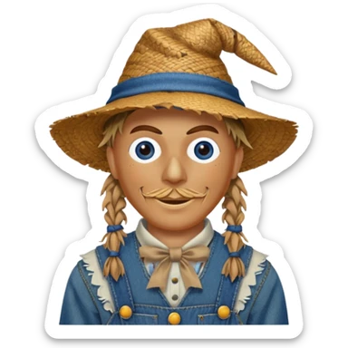 Scarecrow from the Wizard of Oz with dark blue eyes and outfit sticker