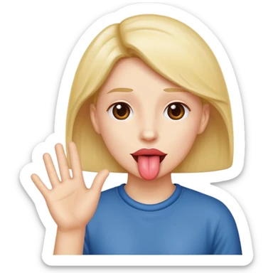 Tongue out with hands to the side  sticker