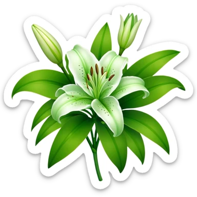 bouquet Soft Green Lily, luxuriant, leaf, bud sticker