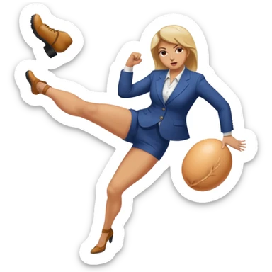 woman kicking donald trump in the testicles sticker