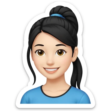 woman with black ponytail sticker