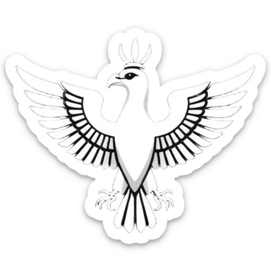 Minimalist black and white emblem emoji, inspired by the Faravahar symbol. Bio instagram  sticker