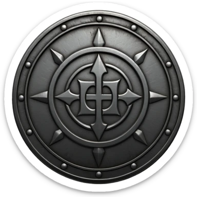 Minimal emoji, gothic metal coin made of black steel, engraved word FORTUNA at the center, ancient industrial aesthetic, worn metal texture, no glow, no neon, flat emoji design, centered, transparent background sticker