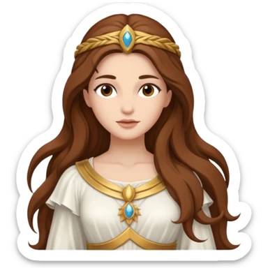 Libertas, Freedom Goddess from Rome Mythology with long brown hair, white outfit sticker