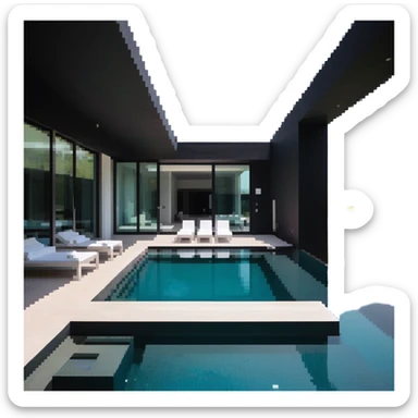 luxury villa with indoor pool, contemporary design sticker
