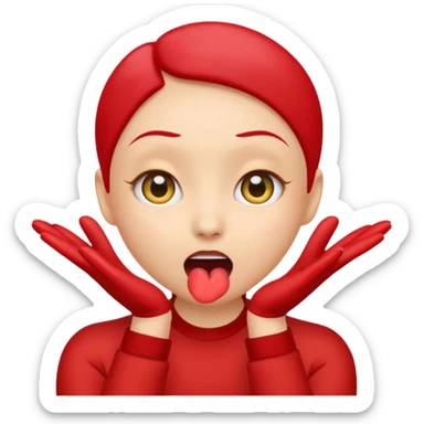 emoji with big anime like eyes like big cute eyes, puckered lips, red cheeks, Little excited clasp with their hands up by their cheeks, yellow skilled emoji no hair  sticker