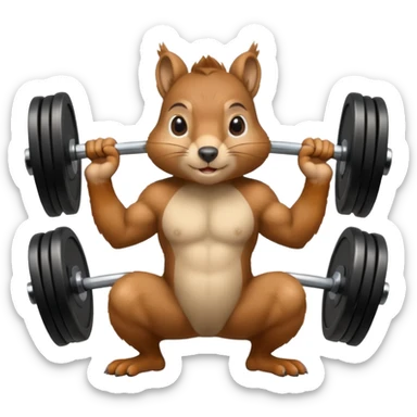 Squirrel squatting with weights sticker