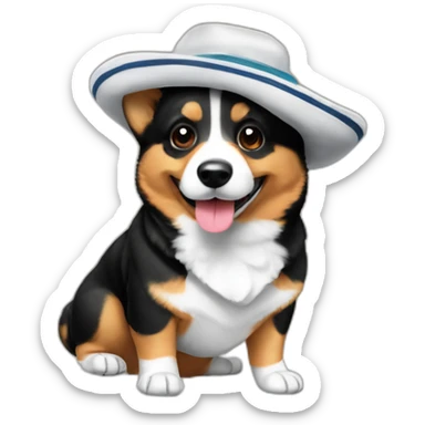 Corgi negro con gorro de marinero sticker