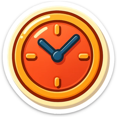 cartoon style sticker of a single clock symbol, simple and clear, no text sticker
