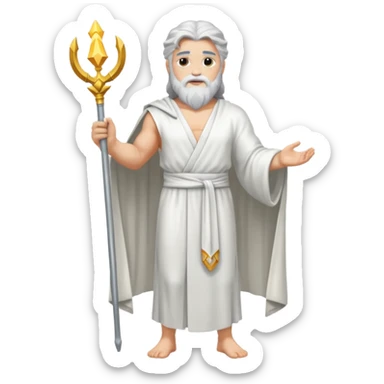 fullbody silverhair god ZEUS, white robe over shoulder sticker