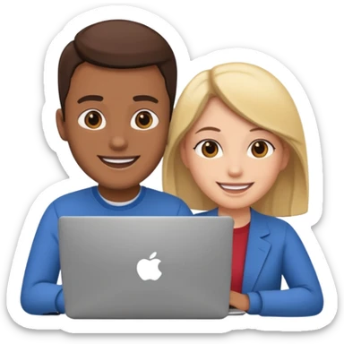 video meeting via laptop 2 people talking and smiling sticker