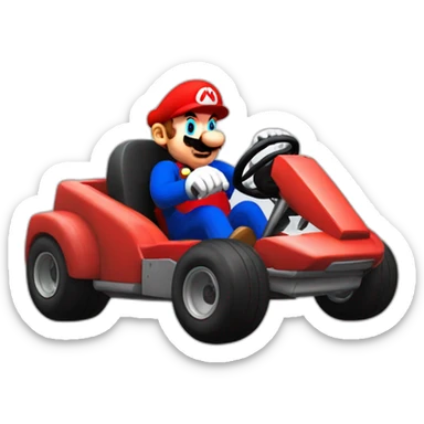 mario met un coup de pied dans son kart sticker