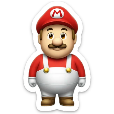 fat plumber waring a red mario bros suit sticker