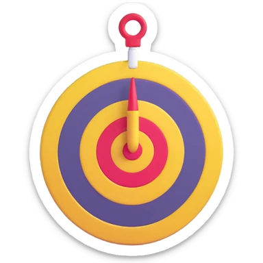 monthly calendar page with 3D target emoji bullseye overlay clean and simple sticker