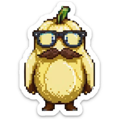 Banana with glasses and mustache, serious expression sticker