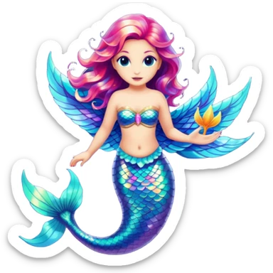 mermaid bird sticker