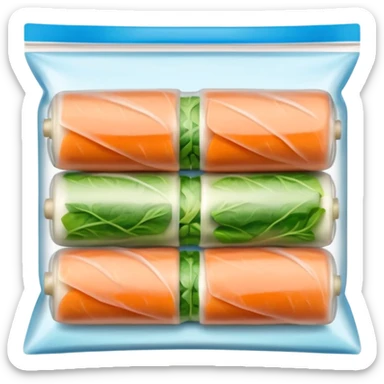 I'd like a freezer zipper bag containing 10 raw spring rolls sticker
