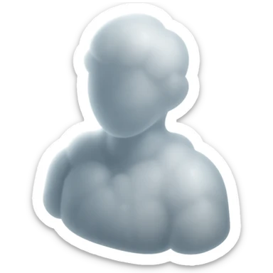 shoulder-up person fully made of white fluffy convex clouds, matte glass style sticker