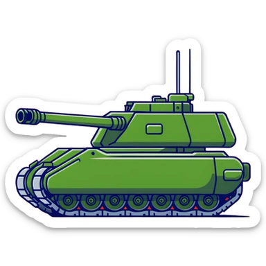 green military battle tank with armored body and large cannon sticker