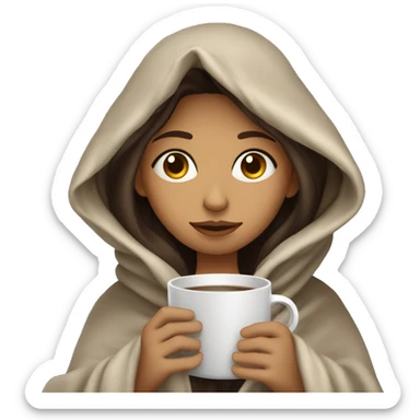 girl brunette inside a blanket sipping coffee eyes closed sticker