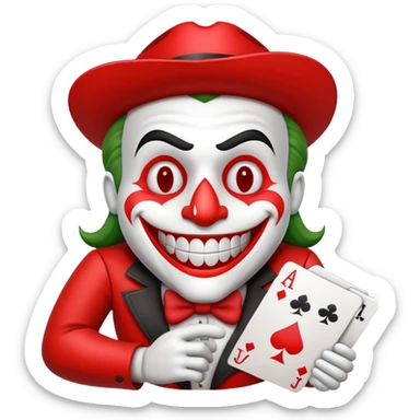 poker card with a funny jolly joker inside the card (machine os icon) sticker