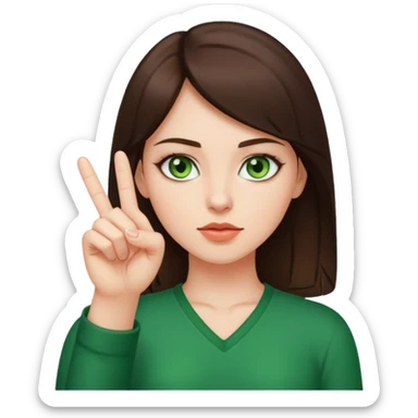 Girl Brunette with green eyes sticking up middle finger sticker
