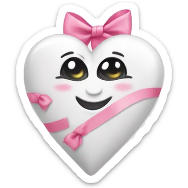Cute white heart with pink ballet bows sticker