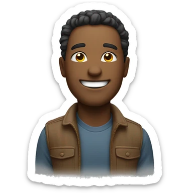 a man smiling with a satisfied look on his face sticker