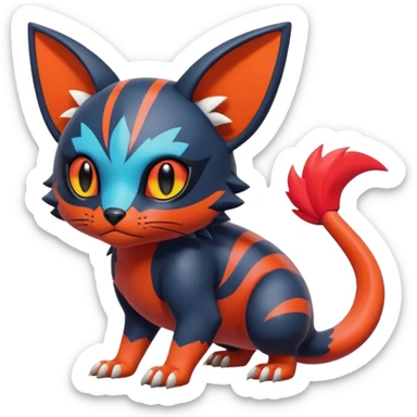  exotic colorful tropical cyber-Sleuth-Litten-Linoone-Noibat-Fakémon-Pokémon-Vernid-creature sticker