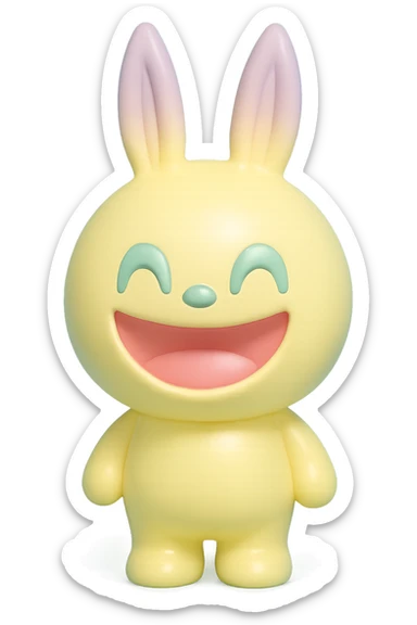 Labubu toy as an emoji, shiny and collectible, vinyl figure style sticker