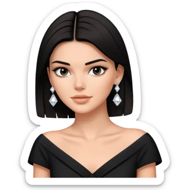 kendall jenner wear diamond earrings, black dress sticker