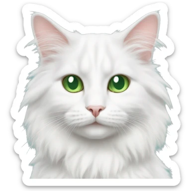 fluffy cat Turkish Angora with green and blue eyes  sticker