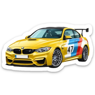A retro sticker of a BMW M4 competition  sticker