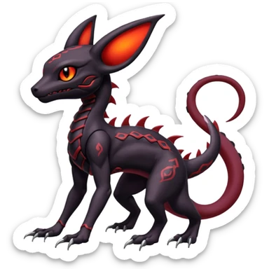 Gothic Edgy Badass Cool Genesect-Umbreon-Salandit-Fakémon-hybrid-creature (full body)  sticker