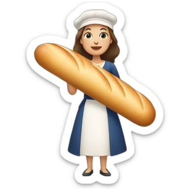 french woman holding a baguette sticker