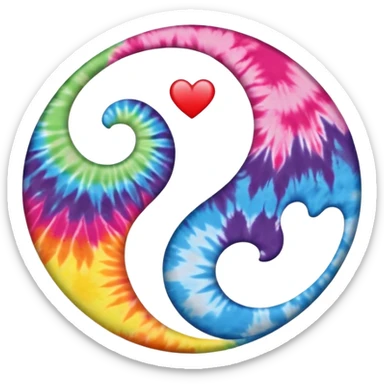 Tie dye ying yang with hearts as the opposite  sticker