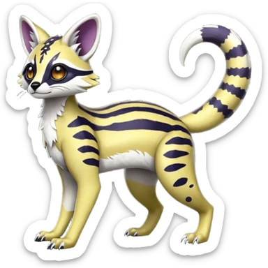 Rare realistic shiny warm-colored lush exotic cute edgy epic pretty futuristic beautiful handsome gorgeous aesthetic modern colorful vibrant cyber-Vernid-Protogen-Primagen-Wickerbeast-Genet-Trico-species-Fakemon-hybrid-creature by LiLaiRa, beautiful intricate markings, full body sticker