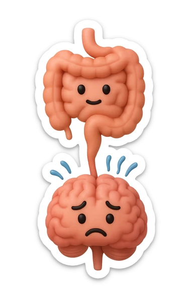 emoji 3d stile iphone di intestino e cervello stressato collegati verticalmente 3d sticker