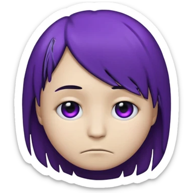 Normal emoji head, but with emo hair and black and purple paint around the eyes like an emo. And it’s looking sad sticker