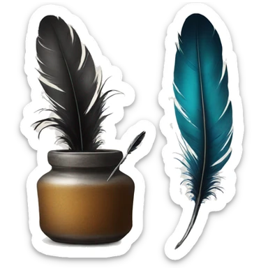 feather and ink pot sticker