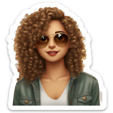 curly hair beautifull girl date with a boy beatufull sunglass sticker