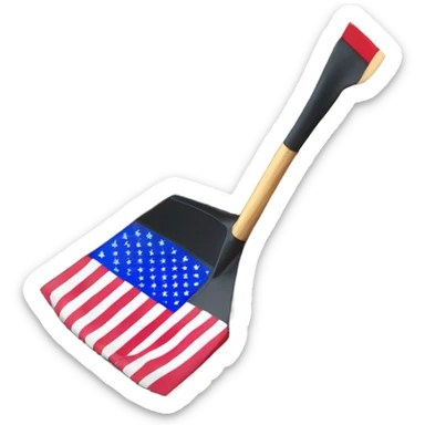 Large American Flag attached to one smaller black shovel in the ground   sticker