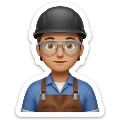 modern workshop carpenter portrait, head and shoulders only, safety glasses, sleek apron, clean minimal style, confident expression, 3D cartoon, mobile game icon style, clean background, no text, no watermark
 sticker
