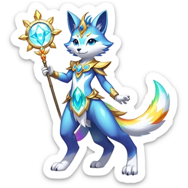 Anthro Sona Colorful Shiny Godly Celestial Shiny Fakemon Full Body sticker