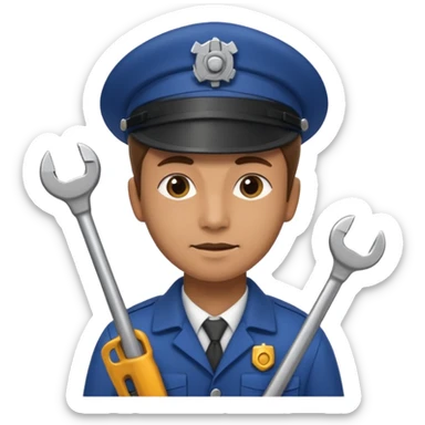 Engineer with wrench,Train Crew. sticker
